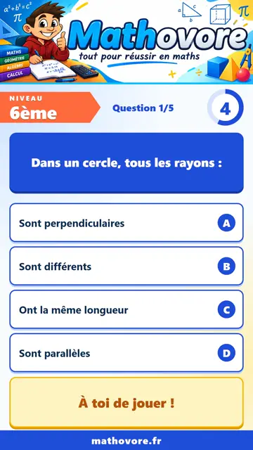 QCM vidéo 6ème : Cercle, triangle et quadrilatère, partie 2