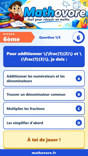 QCM vidéo 6ème : Les fractions, partie 2