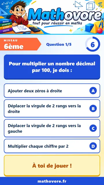 QCM vidéo 6ème : Les nombres décimaux, partie 2