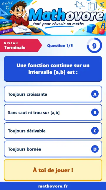 QCM vidéo Terminale : Fonction continue, partie 1