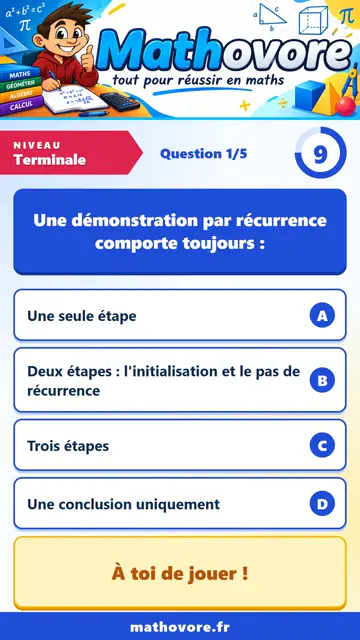 QCM vidéo Terminale : Le raisonnement par récurrence, partie 1
