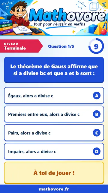 QCM vidéo Terminale : Le théorème de Gauss, partie 1