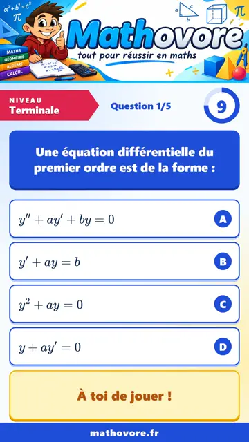 QCM vidéo Terminale : Les équations différentielles, partie 1