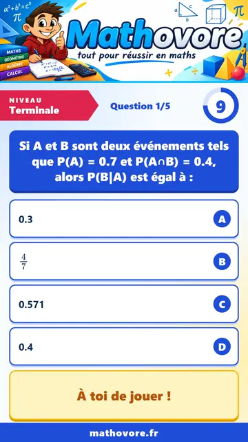 QCM vidéo Terminale : Les probabilités conditionnelles, partie 1